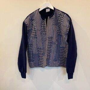 Grandmas Attic Quilted Patchwork Open Cardigan Blue Womens Large